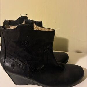 Frye Leather Wedge Ankle Boots